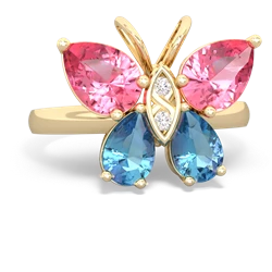 Lab Pink Sapphire Butterfly 14K Yellow Gold ring R2215