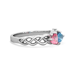 Lab Pink Sapphire Heart To Heart Braid 14K White Gold ring R5870