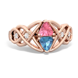 Lab Pink Sapphire Keepsake Celtic Knot 14K Rose Gold ring R5300