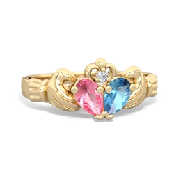 Lab Pink Sapphire 'Our Heart' Claddagh 14K Yellow Gold ring R2388