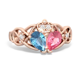 Lab Pink Sapphire 'One Heart' Celtic Knot Claddagh 14K Rose Gold ring R5322