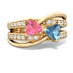 Lab Pink Sapphire Bowtie 14K Yellow Gold ring R2360