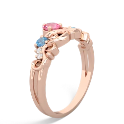 Lab Pink Sapphire Crown Keepsake 14K Rose Gold ring R5740