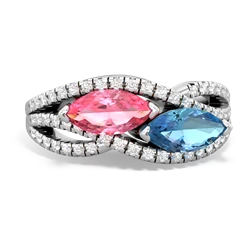 Lab Pink Sapphire Diamond Rivers 14K White Gold ring R3070