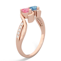 Lab Pink Sapphire Side By Side 14K Rose Gold ring R3090