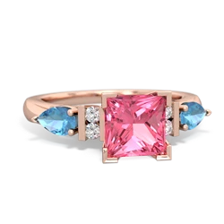 Lab Pink Sapphire 6Mm Princess Eternal Embrace Engagement 14K Rose Gold ring C2002