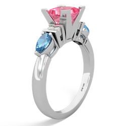 Lab Pink Sapphire 6Mm Princess Eternal Embrace Engagement 14K White Gold ring C2002