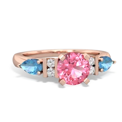 Lab Pink Sapphire 6Mm Round Eternal Embrace Engagement 14K Rose Gold ring R2005