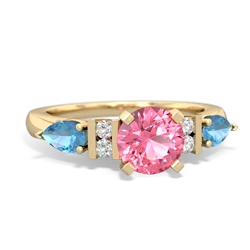 Lab Pink Sapphire 6Mm Round Eternal Embrace Engagement 14K Yellow Gold ring R2005