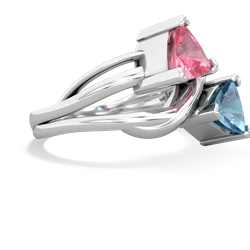 Lab Pink Sapphire Split Band Swirl 14K White Gold ring R2341