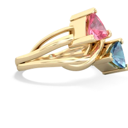 Lab Pink Sapphire Split Band Swirl 14K Yellow Gold ring R2341