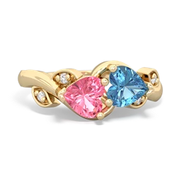 Lab Pink Sapphire Floral Elegance 14K Yellow Gold ring R5790