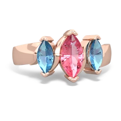 Lab Pink Sapphire Three Peeks 14K Rose Gold ring R2433