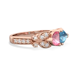 Lab Pink Sapphire Diamond Butterflies 14K Rose Gold ring R5601