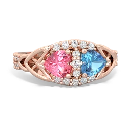 Lab Pink Sapphire Sparkling Celtic Knot 14K Rose Gold ring R2645