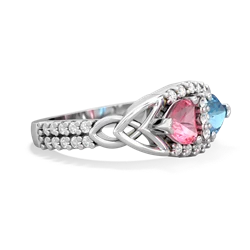 Lab Pink Sapphire Sparkling Celtic Knot 14K White Gold ring R2645