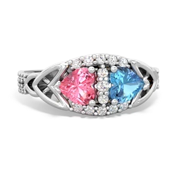 Lab Pink Sapphire Sparkling Celtic Knot 14K White Gold ring R2645