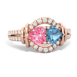 Lab Pink Sapphire Art-Deco Keepsake 14K Rose Gold ring R5630