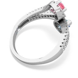 Lab Pink Sapphire Diamond Dazzler 14K White Gold ring R3000