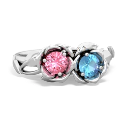 Lab Pink Sapphire Rose Garden 14K White Gold ring R5510