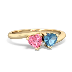 Lab Pink Sapphire Sweethearts 14K Yellow Gold ring R5260