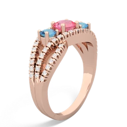 Lab Pink Sapphire Three Stone Aurora 14K Rose Gold ring R3080