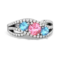 Lab Pink Sapphire Three Stone Aurora 14K White Gold ring R3080