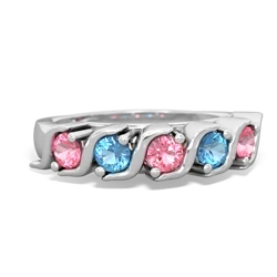 Lab Pink Sapphire Anniversary Band 14K White Gold ring R2089