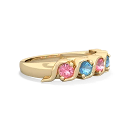 Lab Pink Sapphire Anniversary Band 14K Yellow Gold ring R2089