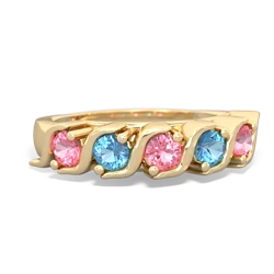 Lab Pink Sapphire Anniversary Band 14K Yellow Gold ring R2089