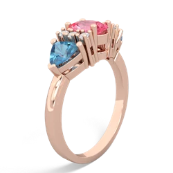 Lab Pink Sapphire Antique Style Three Stone 14K Rose Gold ring R2186