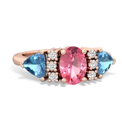 Lab Pink Sapphire Antique Style Three Stone 14K Rose Gold ring R2186