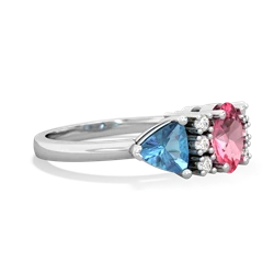 Lab Pink Sapphire Antique Style Three Stone 14K White Gold ring R2186