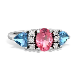 Lab Pink Sapphire Antique Style Three Stone 14K White Gold ring R2186