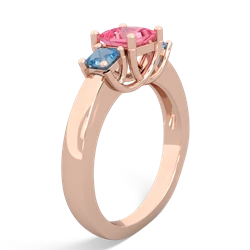 Lab Pink Sapphire Three Stone Trellis 14K Rose Gold ring R4015