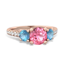 Lab Pink Sapphire Pave Trellis 14K Rose Gold ring R5500