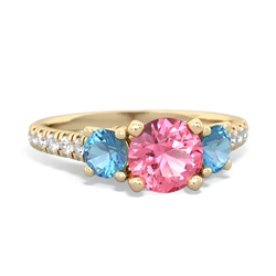 Lab Pink Sapphire Pave Trellis 14K Yellow Gold ring R5500