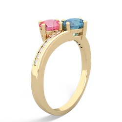 Lab Pink Sapphire Channel Set Two Stone 14K Yellow Gold ring R5303