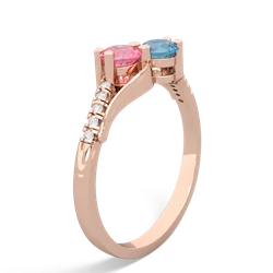 Lab Pink Sapphire Infinity Pave Two Stone 14K Rose Gold ring R5285