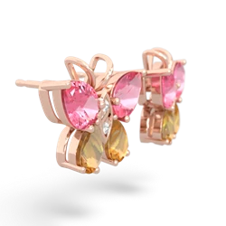 Lab Pink Sapphire Butterfly 14K Rose Gold earrings E2215