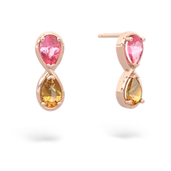 Lab Pink Sapphire Infinity 14K Rose Gold earrings E5050