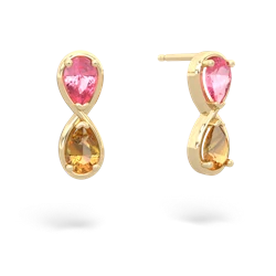 Lab Pink Sapphire Infinity 14K Yellow Gold earrings E5050