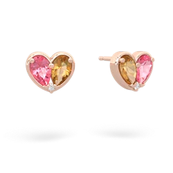 Lab Pink Sapphire 'Our Heart' 14K Rose Gold earrings E5072