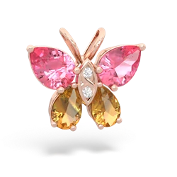 Lab Pink Sapphire Butterfly 14K Rose Gold pendant P2215