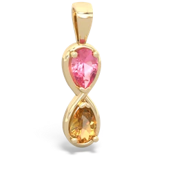 Lab Pink Sapphire Infinity 14K Yellow Gold pendant P5050