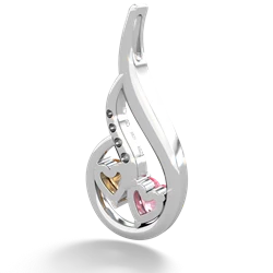 Lab Pink Sapphire Keepsake Curves 14K White Gold pendant P5450