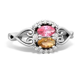 Lab Pink Sapphire Love Nest 14K White Gold ring R5860