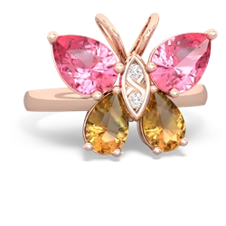 Lab Pink Sapphire Butterfly 14K Rose Gold ring R2215