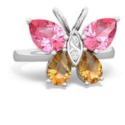 Lab Pink Sapphire Butterfly 14K White Gold ring R2215