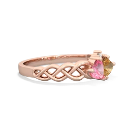 Lab Pink Sapphire Heart To Heart Braid 14K Rose Gold ring R5870